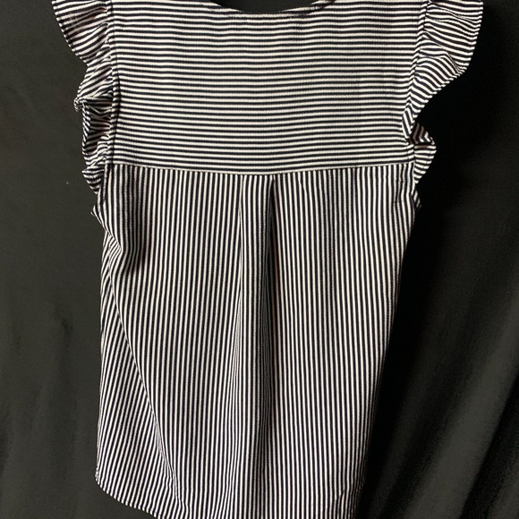 Monteau Striped Tie Front Ruffle Blouse Sailor - Picture 14 of 14